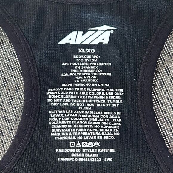 Avia Sports Bra Size XL Black Gray Seamless Keyhole Cami Low Support Racerback - Picture 12 of 13